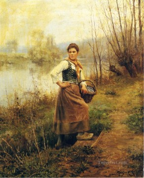  night Oil Painting - Country Girl countrywoman Daniel Ridgway Knight